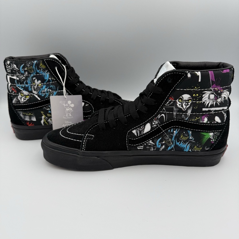 NWOT Vans X Disney Villains Sk8 Hi‎ Black Unisex Sneakers Men Sz 7/Women Sz 8.5